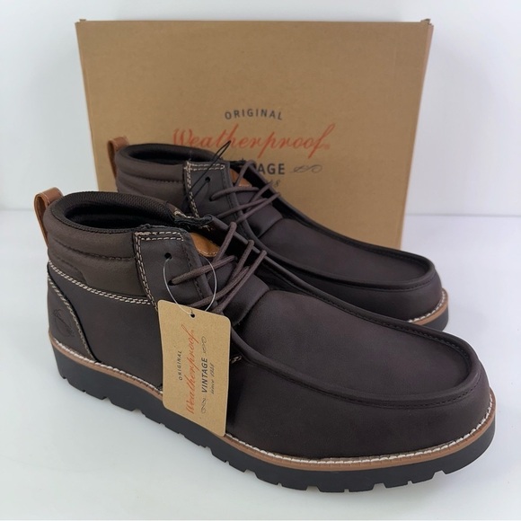 Weatherproof Vintage Men's Faux-Leather Chukka Boot Brown New chester lace - Picture 1 of 8